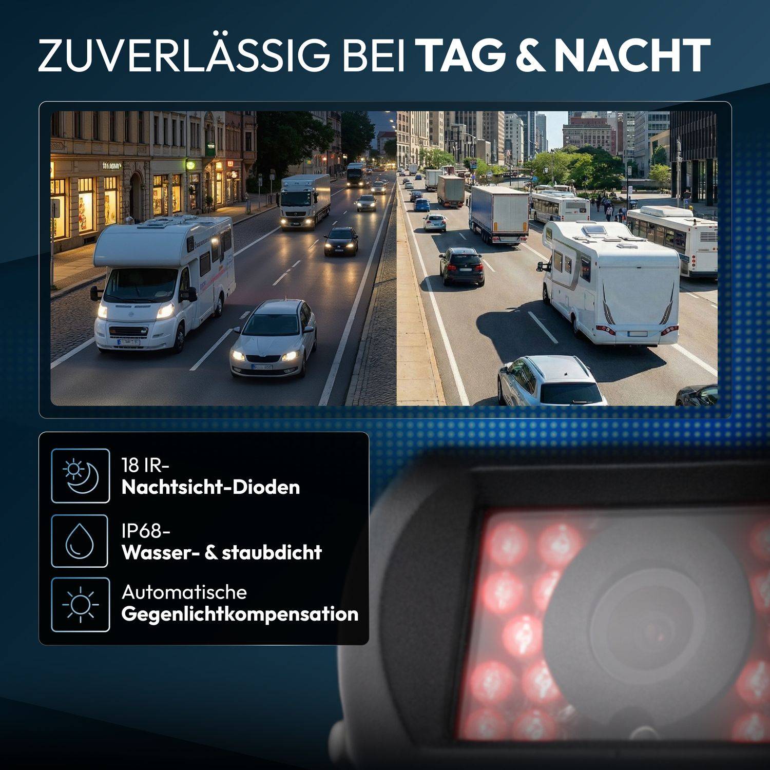 VSG24 7" Rückfahrkamera Set CAMPER HD | mit 2 x 1080P-HD Kamera RVS-24503