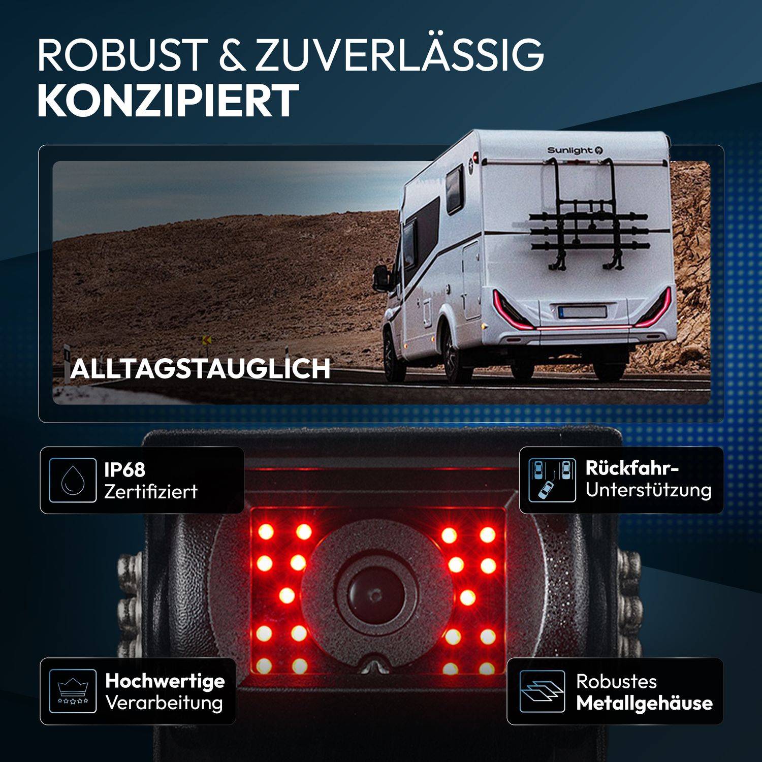 VSG24 7" Rückfahrkamera Set CAMPER HD | mit 2 x 1080P-HD Kamera RVS-24503