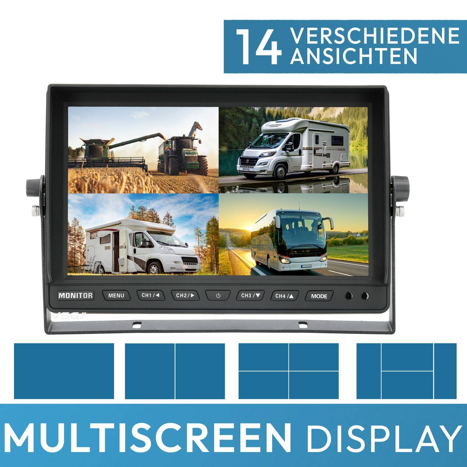 VSG24 10" Rückfahrkamera Set TRANSIT | mit 2 x Schwerlast-Kamera 120° schwarz RVS-24520