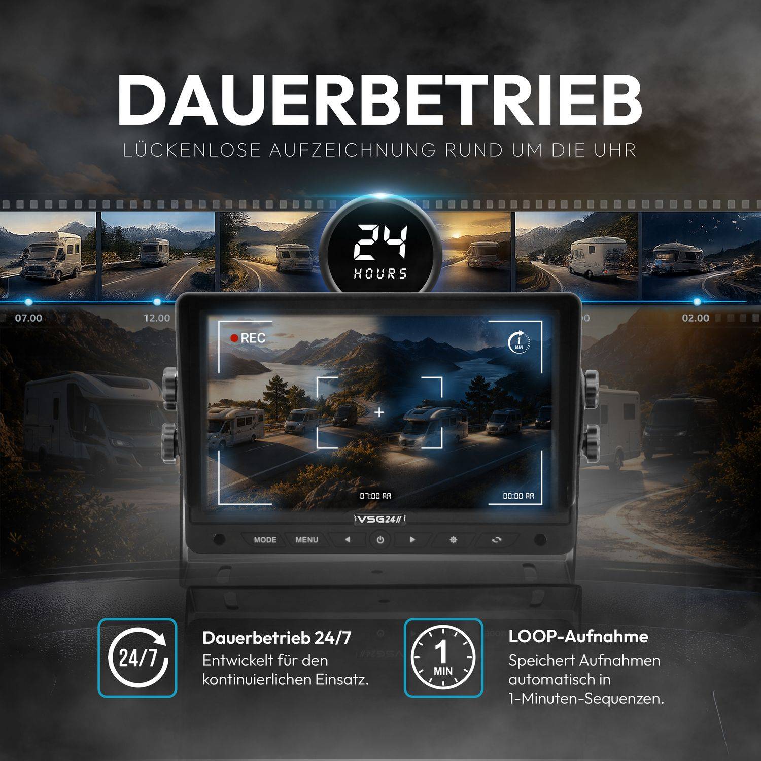 VSG24 7" Rückfahrkamera Set IP69K | PRO-Expert | NAVIGATOR 1080P HD Set MULTISCREEN RVS-24530