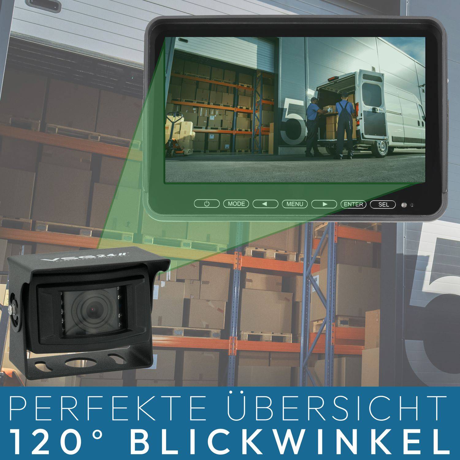 VSG24 7" Rückfahrkamera Set PROFI HD | 1080P HD Kamera IP69K mit Mikrofon