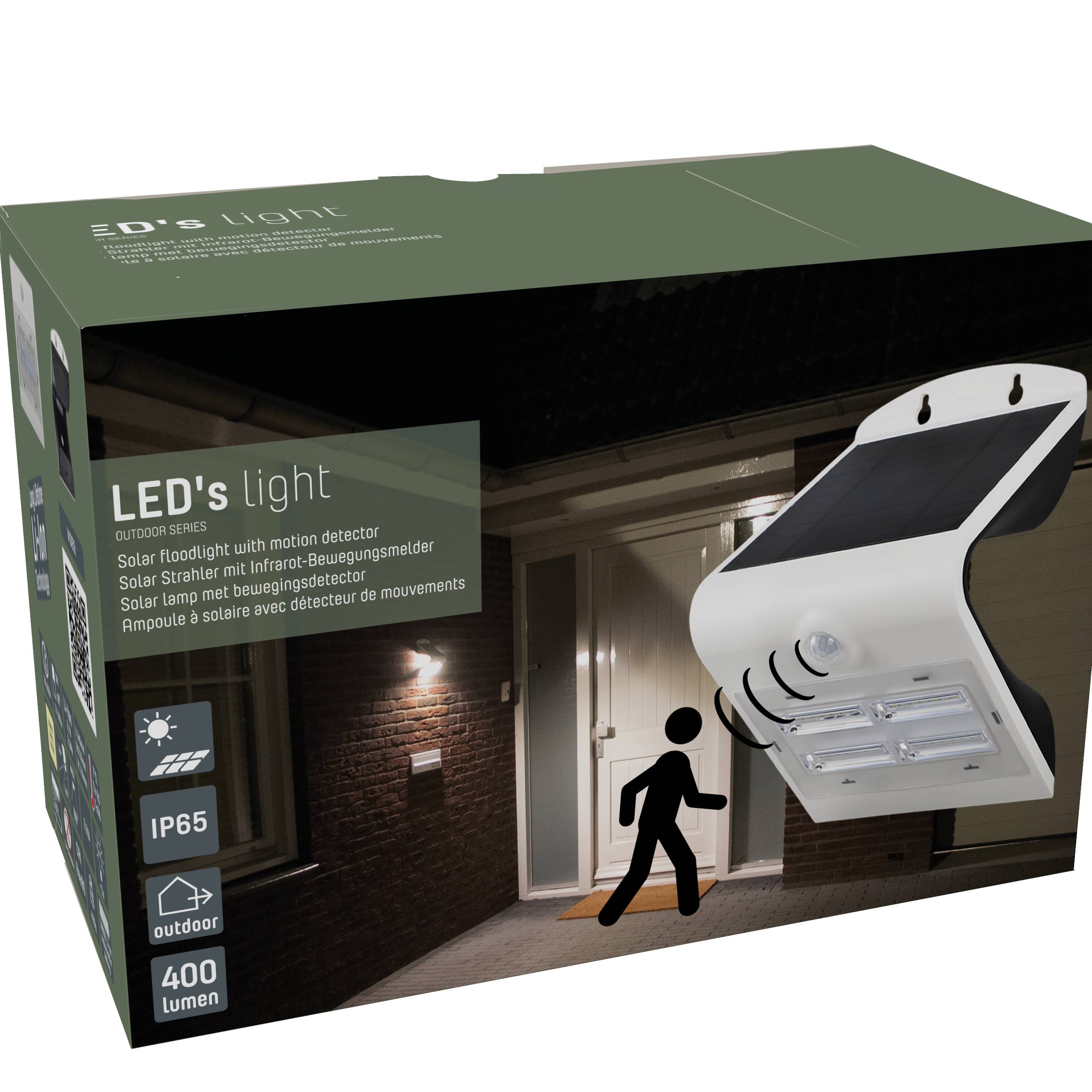 LED's light Solar LED-Flutlicht weiß Bewegungsmelder 3,2W warmweiß IP65