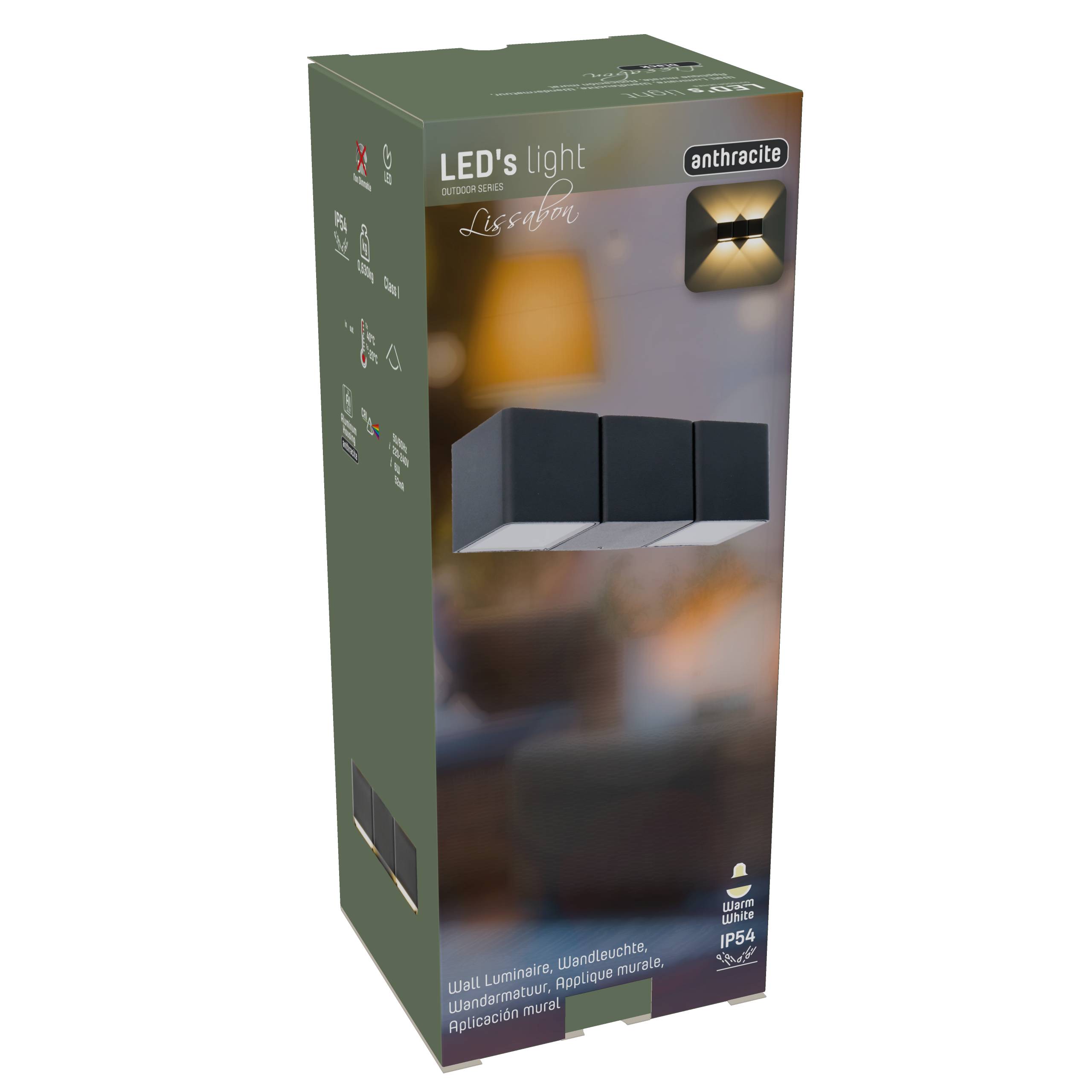 LED's light LED Außen-Wandleuchte schwarz 5,5 Watt warmweiß IP54