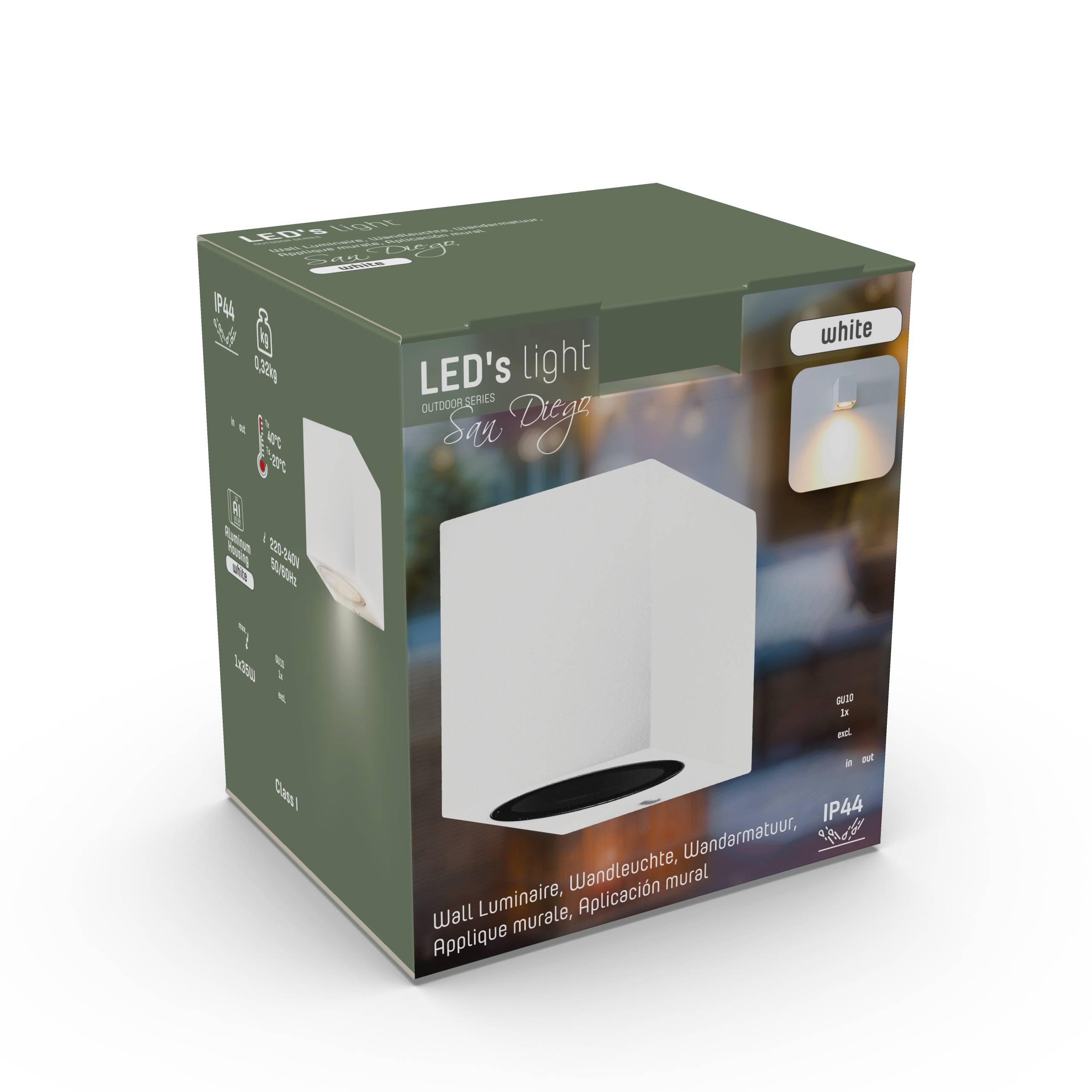 LED's light Außen-Wandleuchte weiß 1x GU10 IP44 für LED und Halogen bis 35W