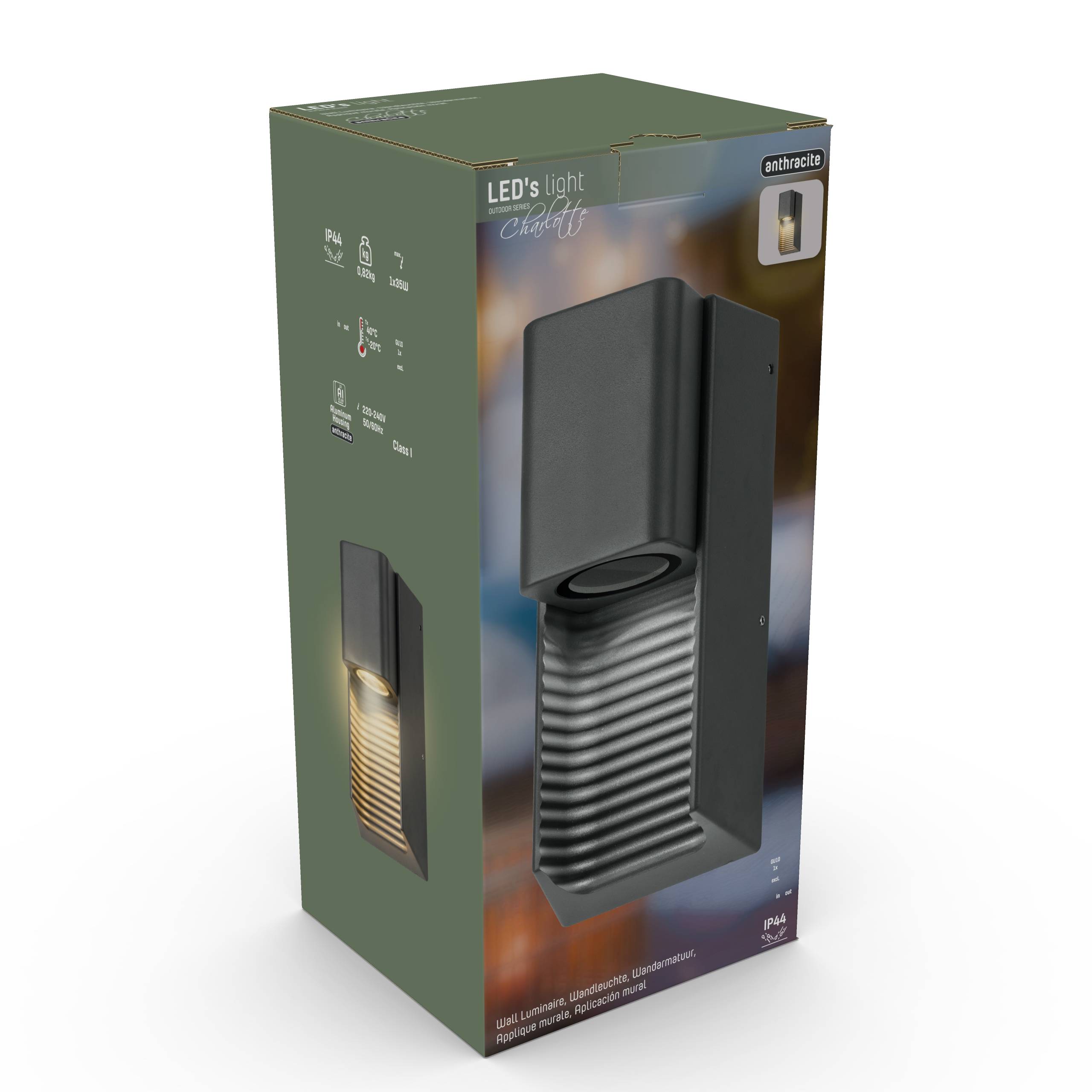 LED's light Außen-Wandleuchte anthrazit 1x GU10 IP44