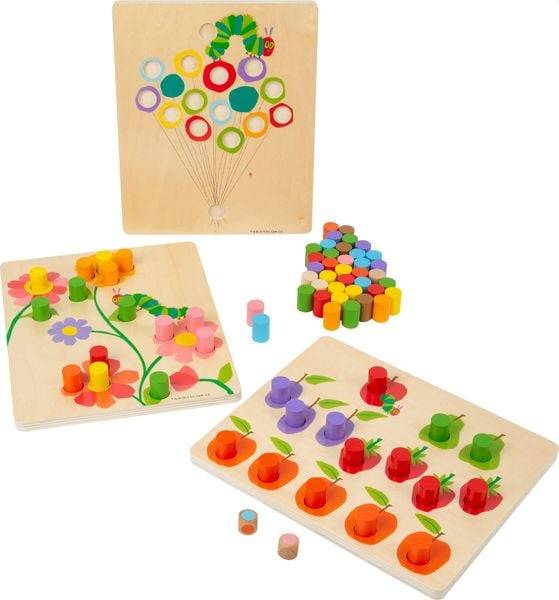 Small foot 11431 - Eric Carle, Raupe Nimmersatt Farbenspiel, Lernspiel, Holz, 95 Teile