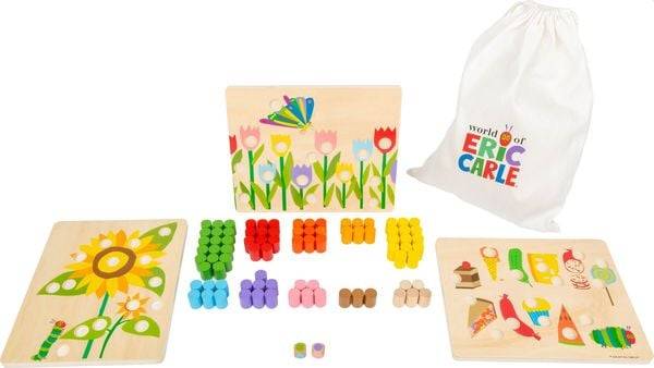 Small foot 11431 - Eric Carle, Raupe Nimmersatt Farbenspiel, Lernspiel, Holz, 95 Teile