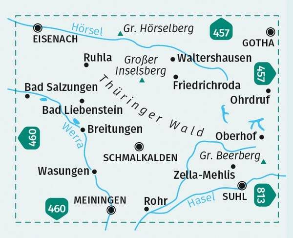 KOMPASS Wanderkarte 812 Westlicher Naturpark Thüringer Wald 1:50.000