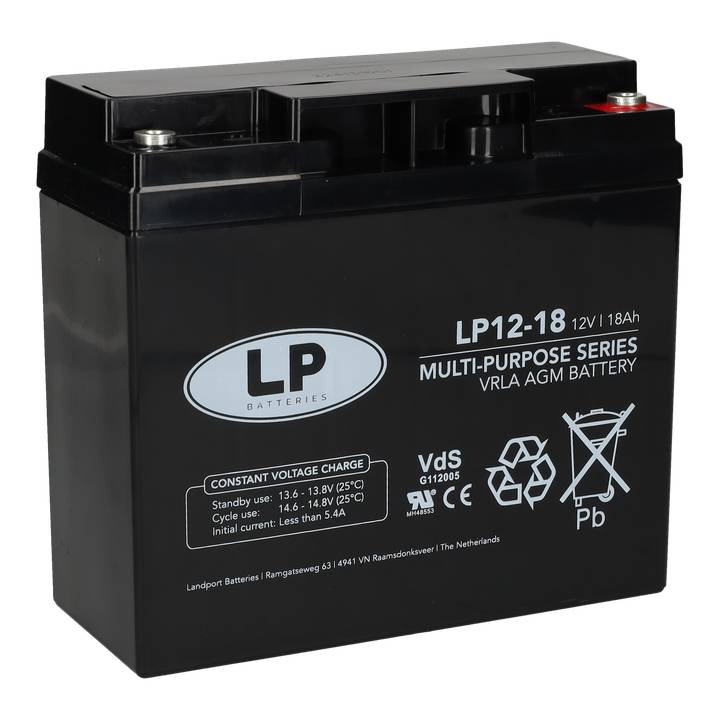 Schwarze LP Batterien LP12-18 12V 18Ah versiegelte AGM VRLA Batterie mit positiven und negativen Anschlüssen