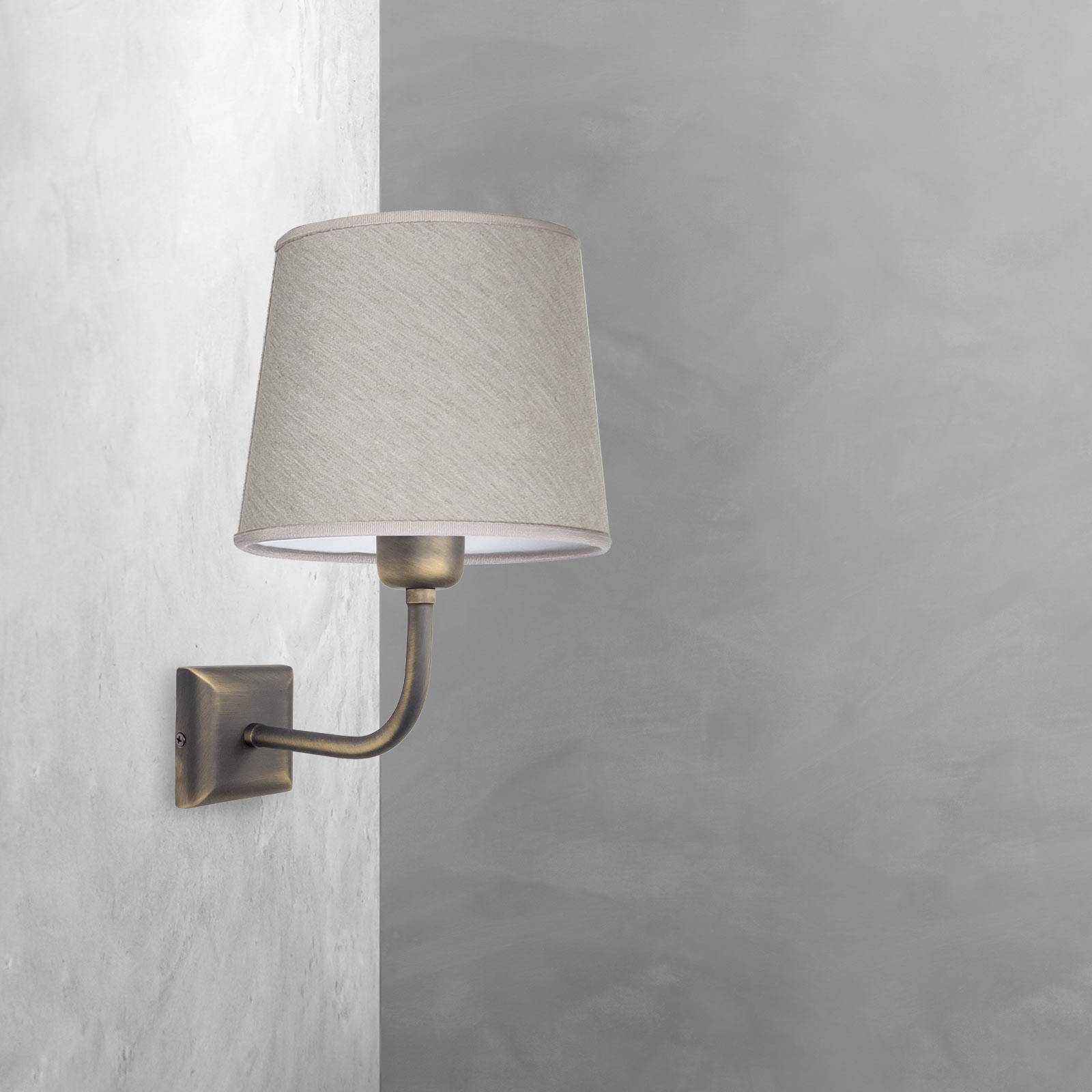 Licht-Erlebnisse LE108804 Wandlampe Julius E27 aus Messing Stoff in Bronze matt Beige Wandleuchte