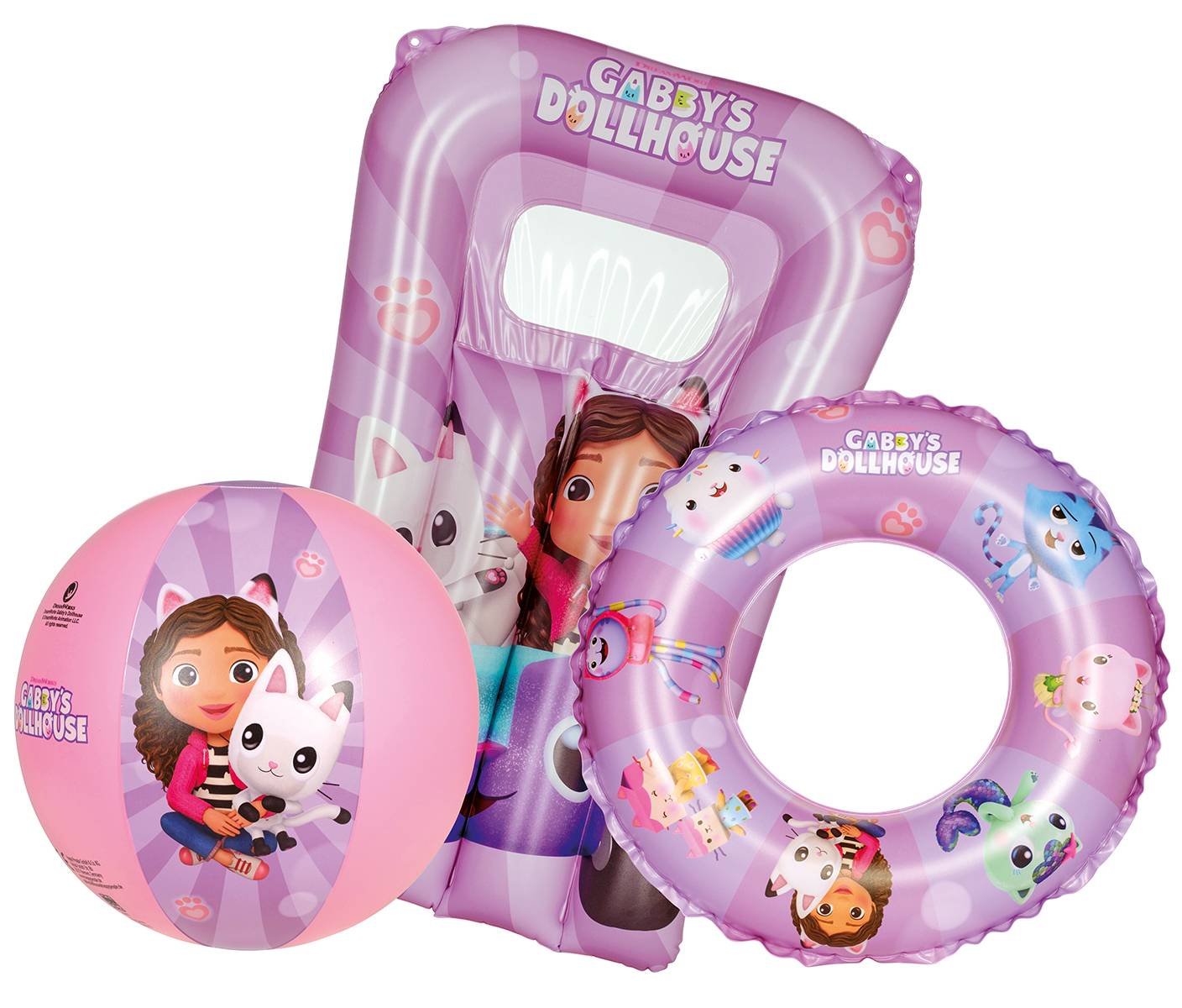 Happy People Gabby's Dollhouse Strandset Schwimmring Matratze Strandball Ball