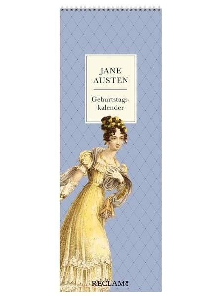 Jane Austen Geburtstagskalender | Immerwährender Wandkalender zum Eintragen im praktischen Streifenformat | Mit Illustrationen und Zitaten aus Jane
