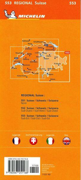 Suisse Sud-Est - Michelin Regional Map 553