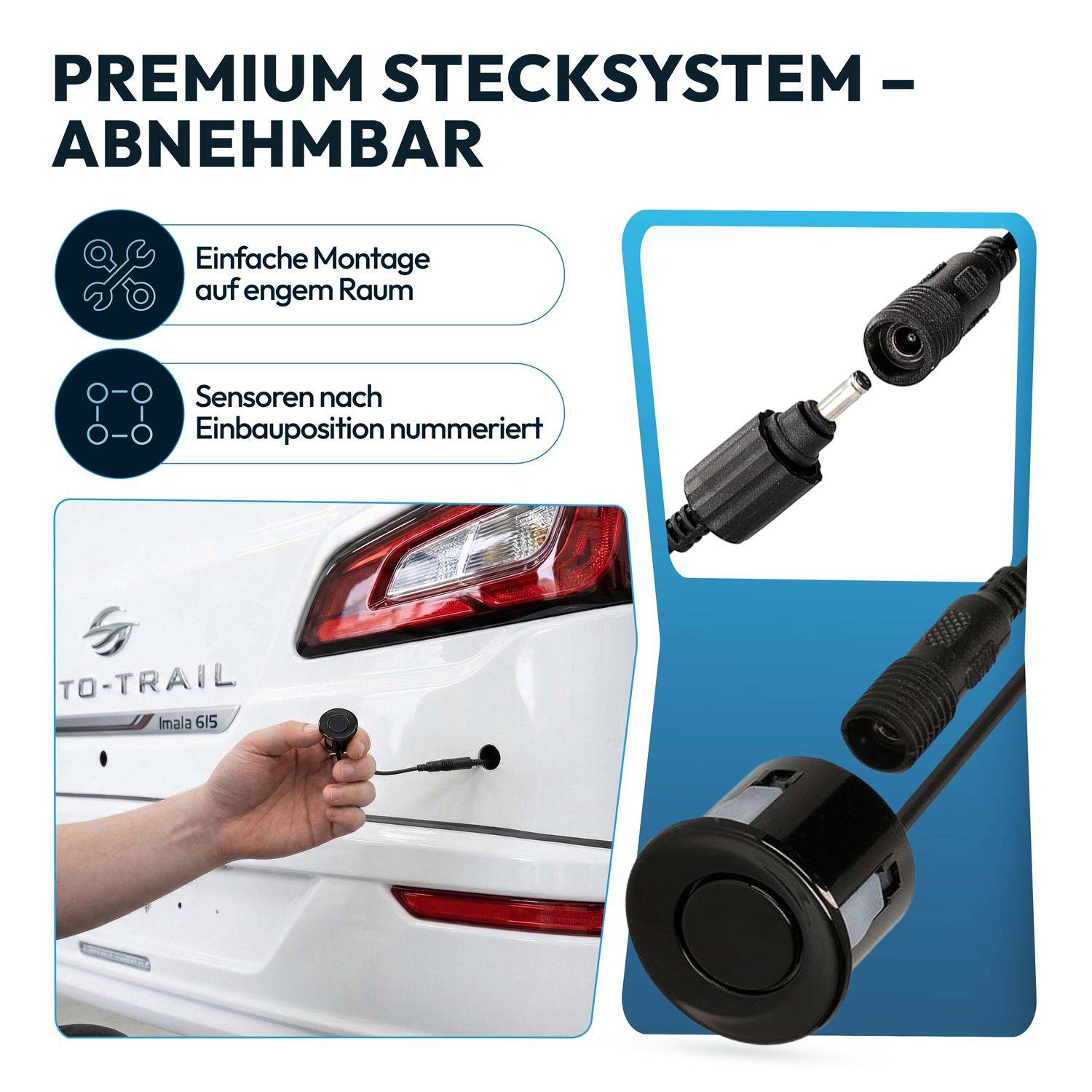 VSG24 Akustische Premium-Einparkhilfe WOHNMOBIL Schwarz PDC-22100