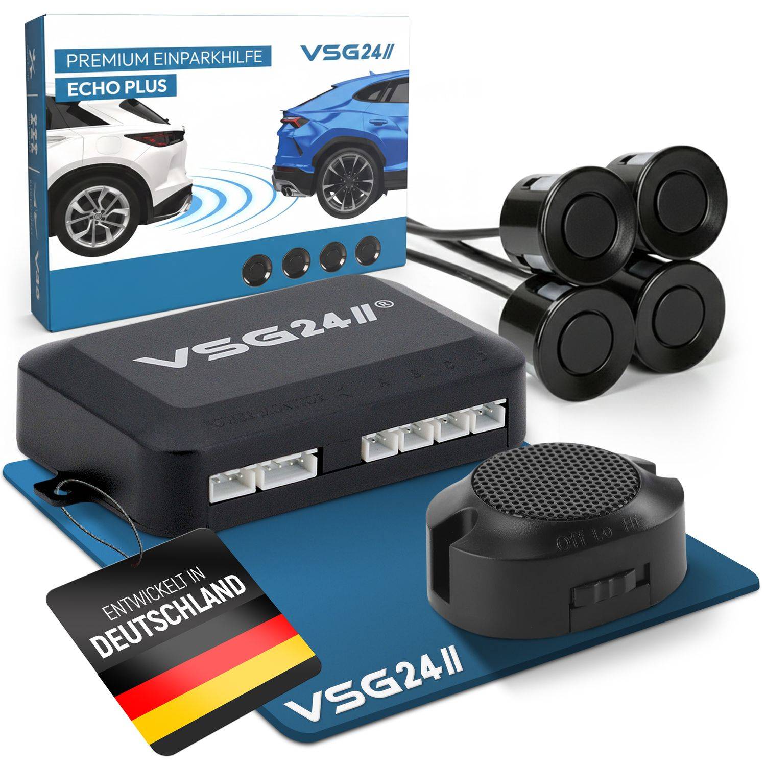 VSG24 Akustische Premium-Einparkhilfe ECHO PLUS Schwarz PDC-22111