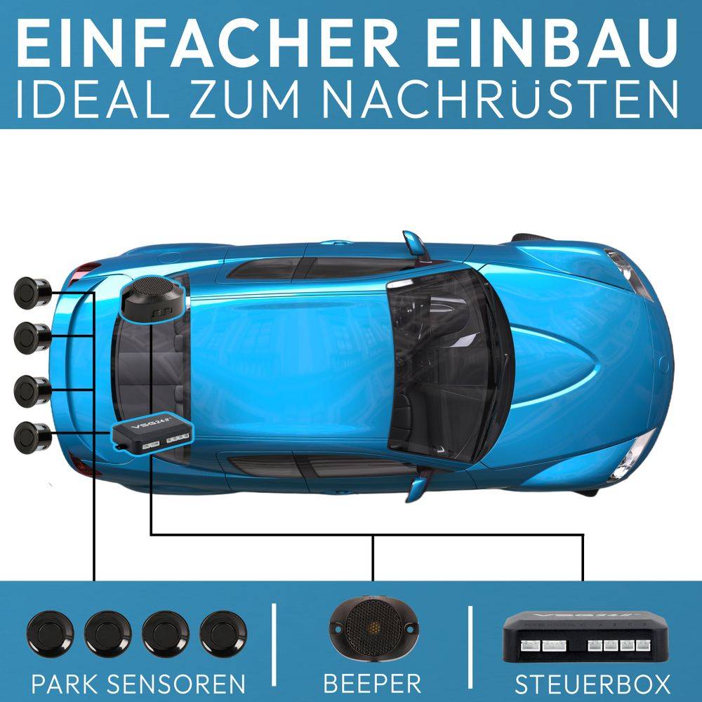 VSG24 Akustische Premium-Einparkhilfe ECHO PLUS Schwarz PDC-22111