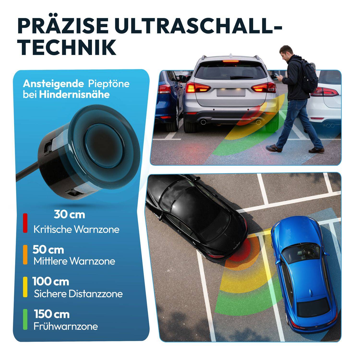 VSG24 Akustische Premium-Einparkhilfe ECHO PLUS Schwarz PDC-22111