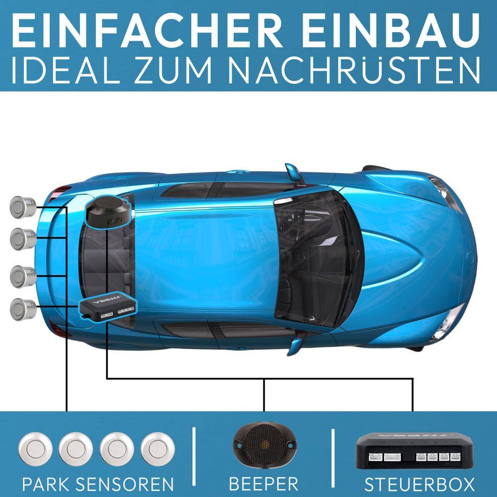 VSG24 Akustische Premium-Einparkhilfe ECHO PLUS Silber PDC-22112