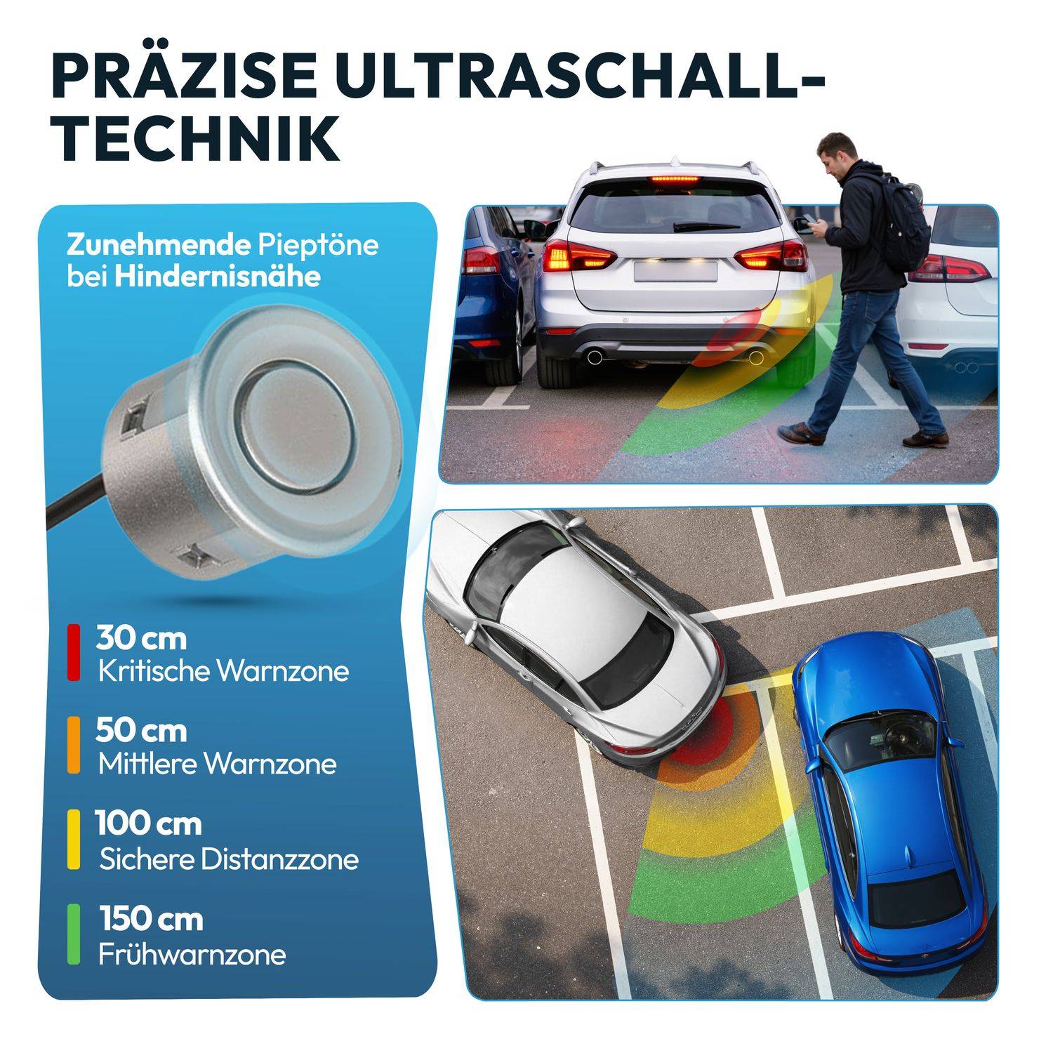 VSG24 Display Premium-Einparkhilfe ECHO PLUS Silber PDC-22122