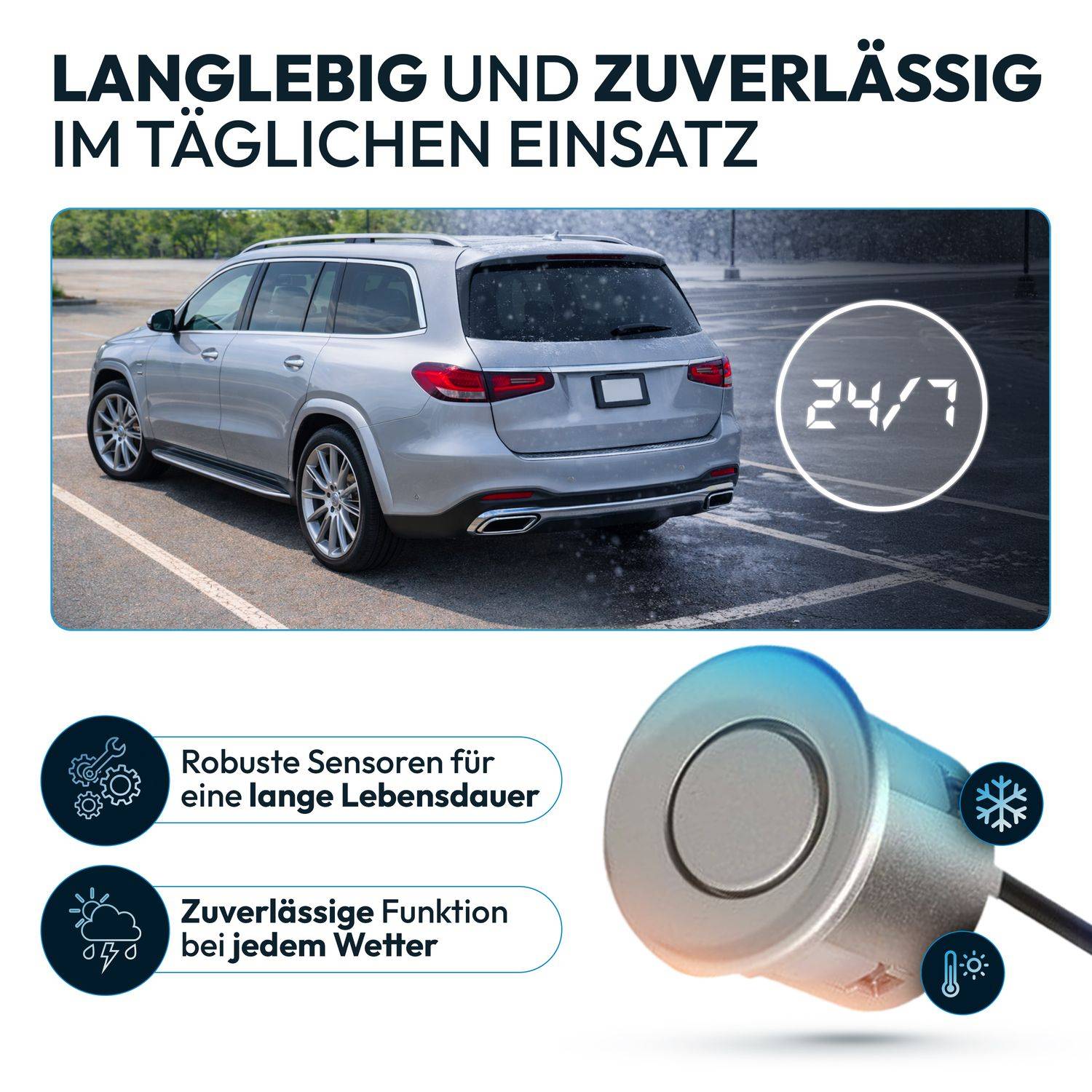VSG24 Akustische Premium-Einparkhilfe ECHO PLUS Silber PDC-22112