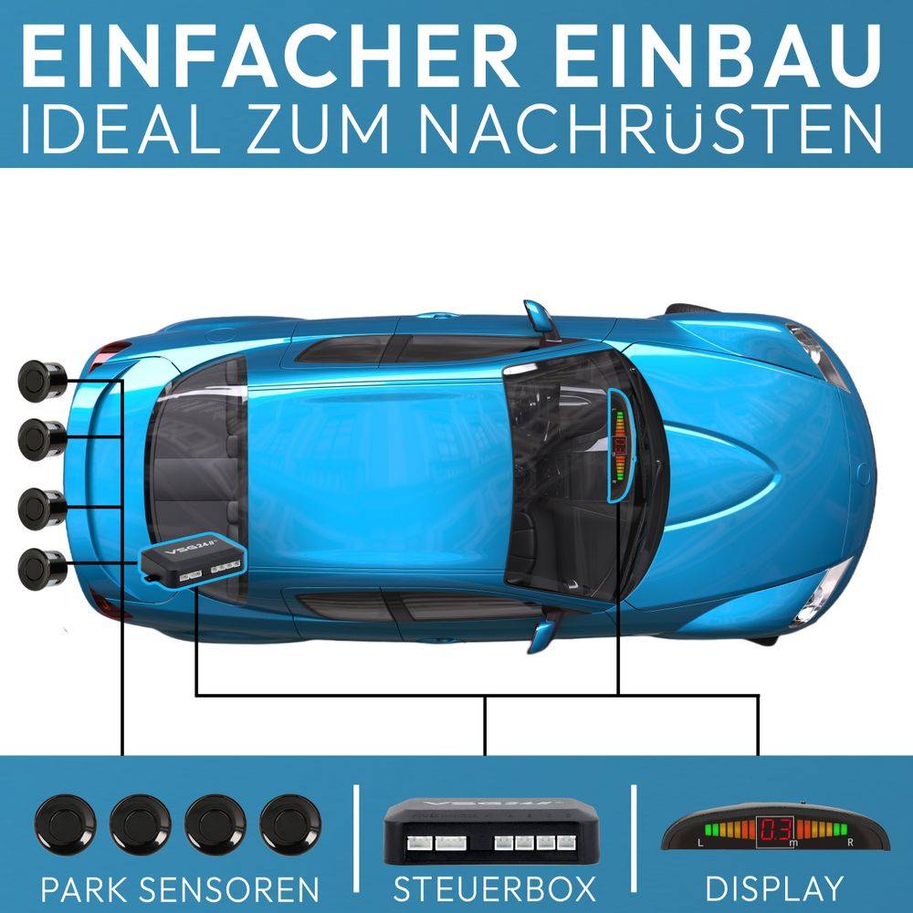 VSG24 Display Premium-Einparkhilfe ECHO PLUS Schwarz PDC-22121