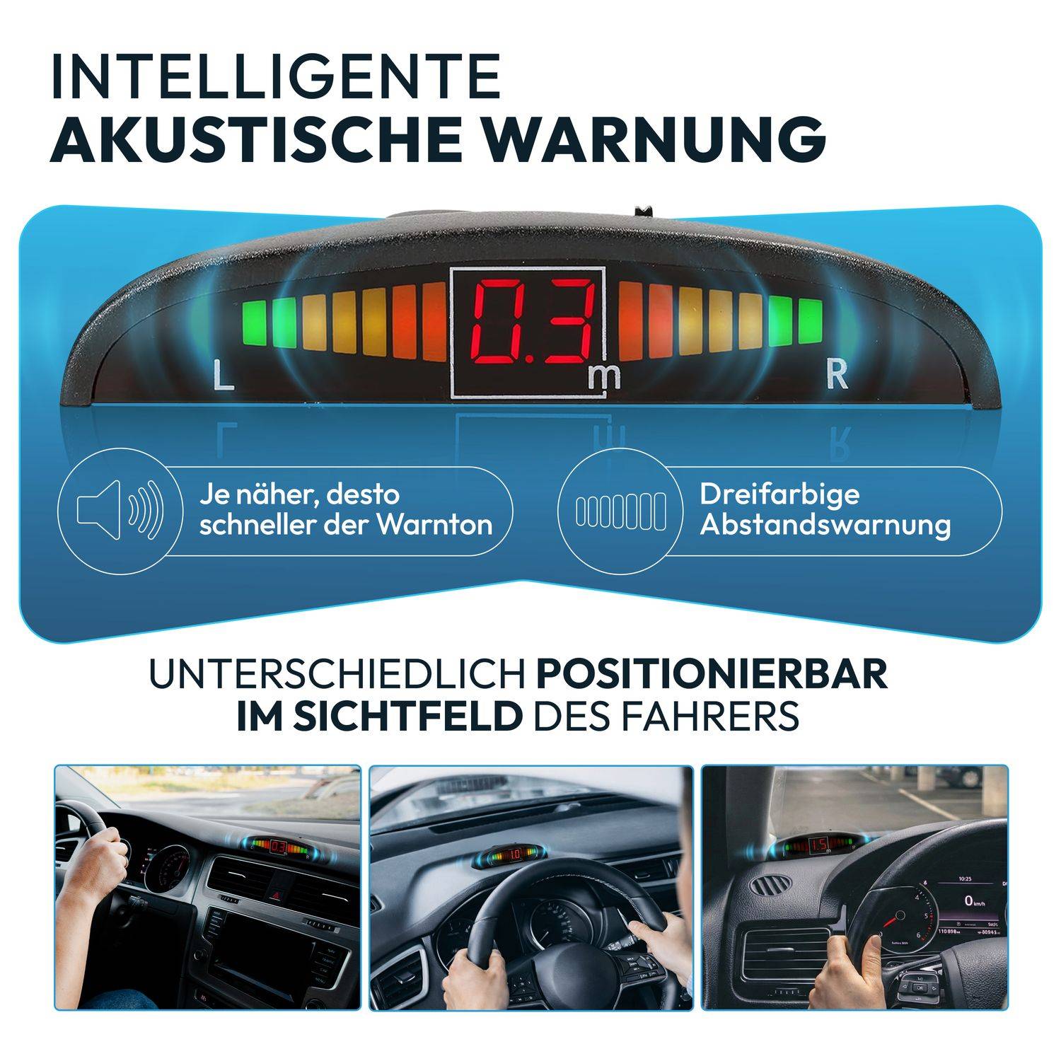 VSG24 Display Premium-Einparkhilfe ECHO PLUS Weiß PDC-22123