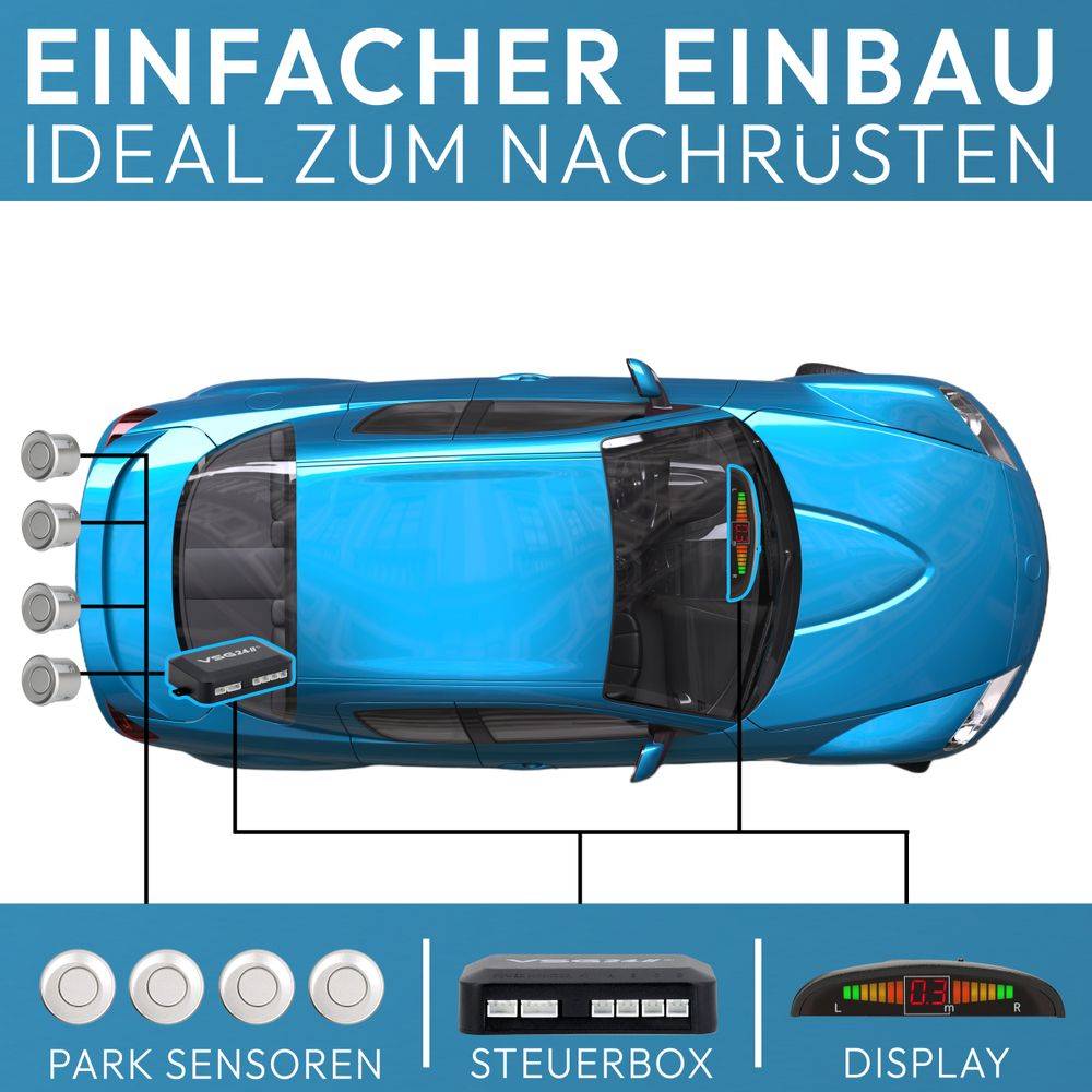 VSG24 Display Premium-Einparkhilfe ECHO PLUS Silber PDC-22122