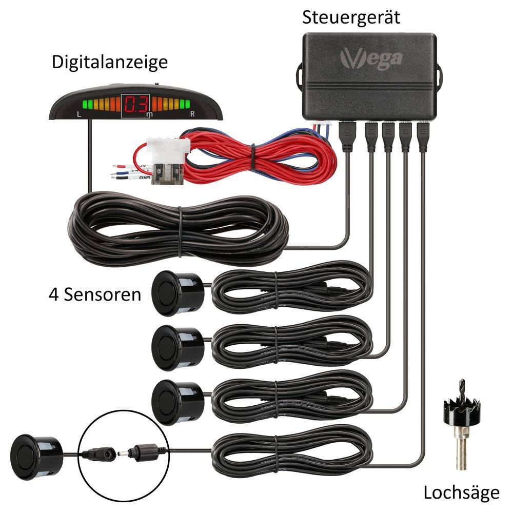 VSG24 Display Premium FRONT-Einparkhilfe Schwarz PDC-22126