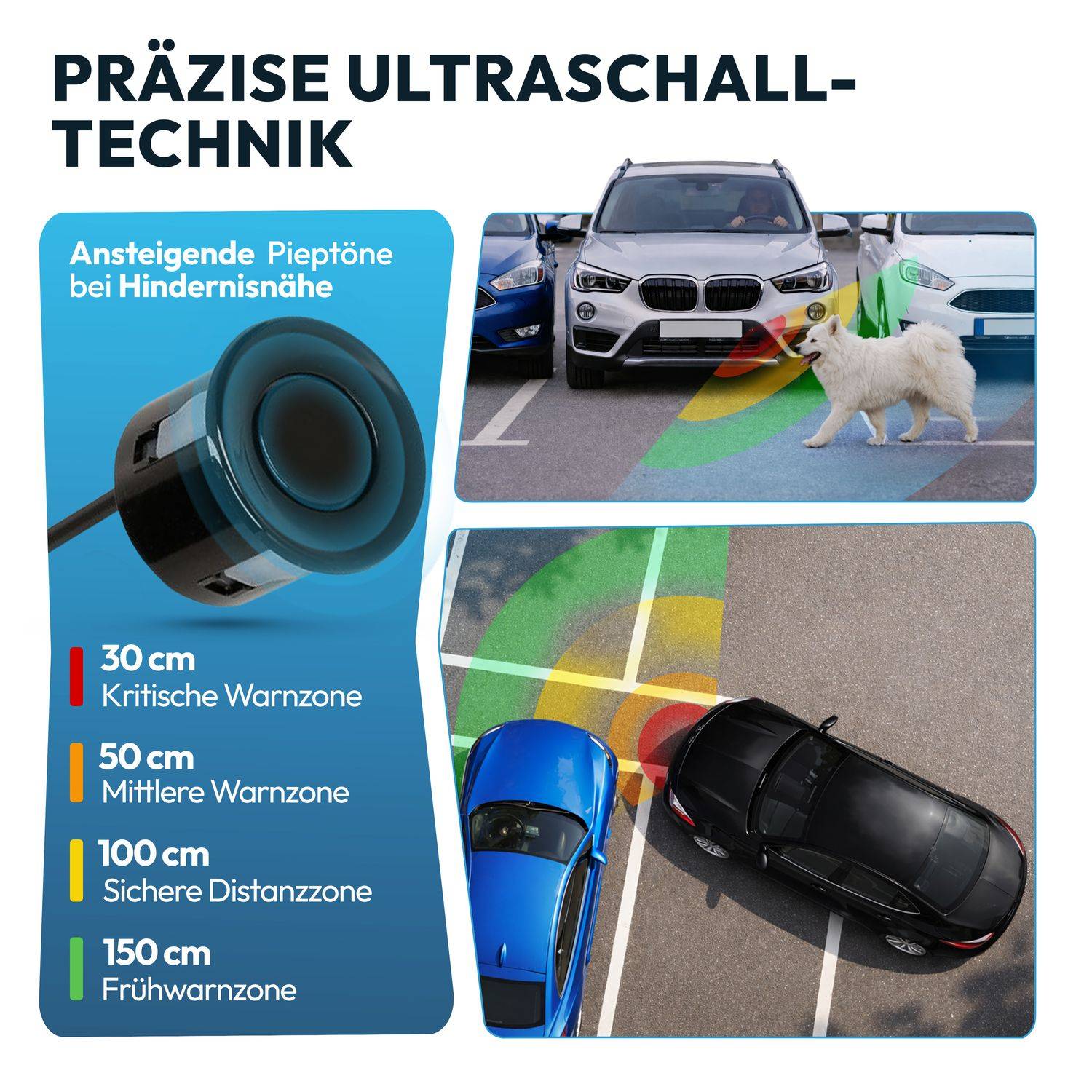 VSG24 Display Premium FRONT-Einparkhilfe Schwarz PDC-22126