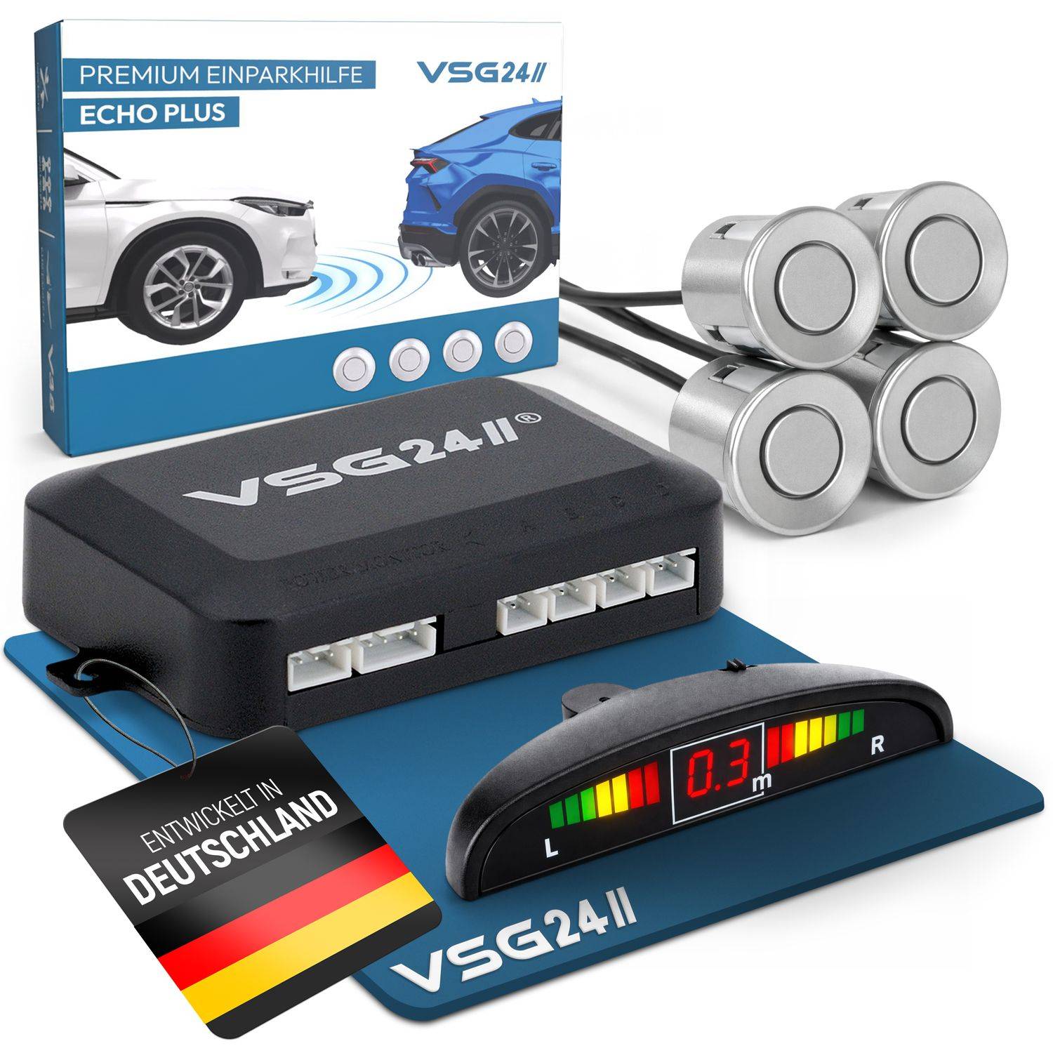 VSG24 Display Premium FRONT-Einparkhilfe Silber PDC-22127