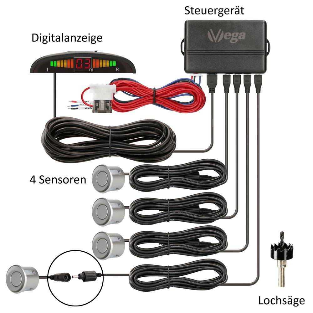 VSG24 Display Premium FRONT-Einparkhilfe Silber PDC-22127