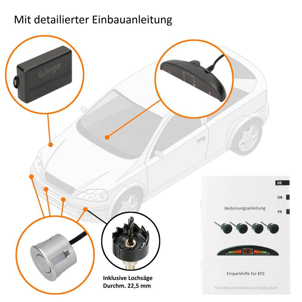 VSG24 Display Premium FRONT-Einparkhilfe Silber PDC-22127