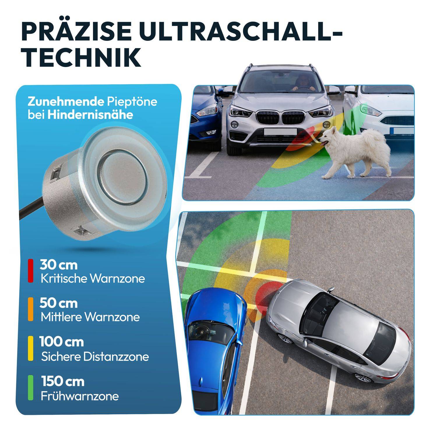 VSG24 Display Premium FRONT-Einparkhilfe Silber PDC-22127