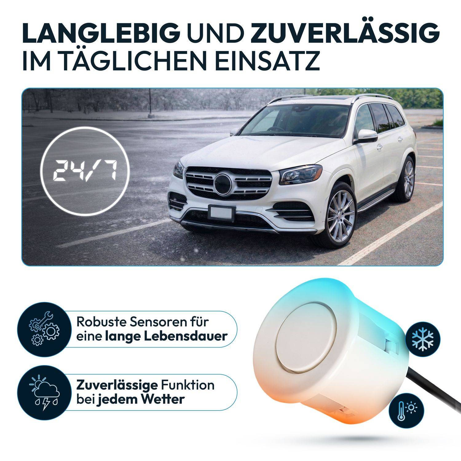 VSG24 Display Premium FRONT-Einparkhilfe Weiß PDC-22128