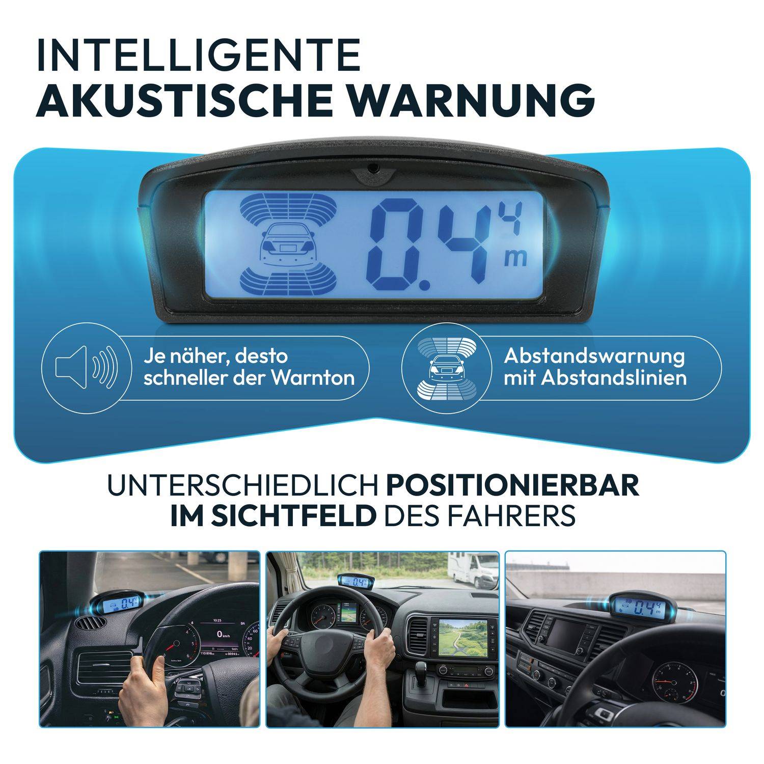 VSG24 Premium Kombi-Set Einparkhilfe für vorne & hinten, PKW, Sprinter, Wohnmobil - Sensoren Weiß PDC-22147