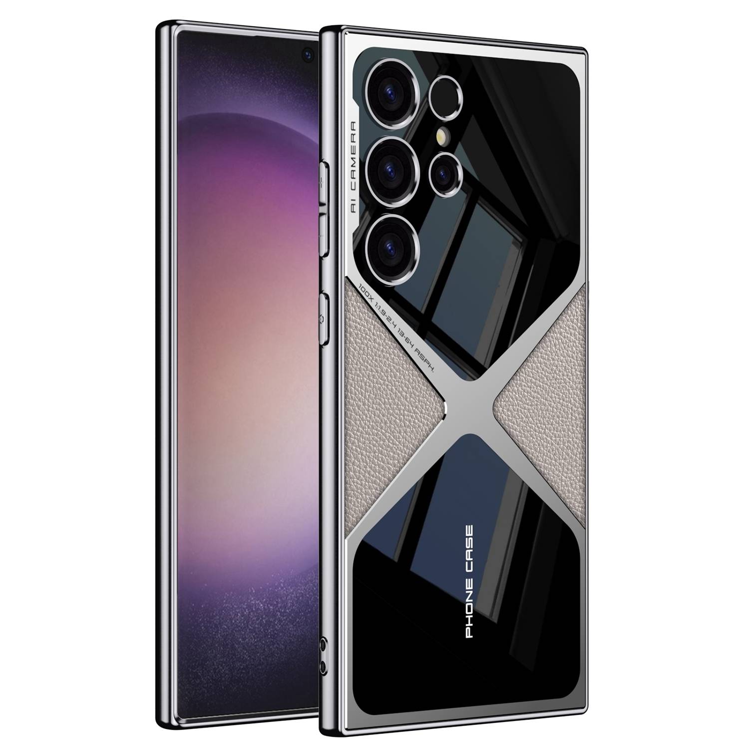 Für Samsung Galaxy S24 Ultra Kunstleder Electroplating Handy Hülle Neu