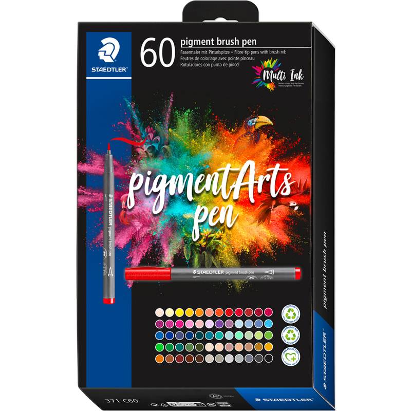 STAEDTLER Fasermaler pigment brush pen, 60er Kartonetui