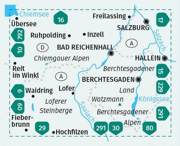 KOMPASS Wanderkarte 14 Berchtesgadener Land, Chiemgauer Alpen 1:50.000