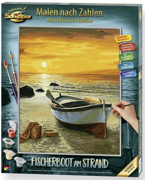 Schipper 609130885 - Malen nach Zahlen, Fischerboot am Strand, 40x50cm