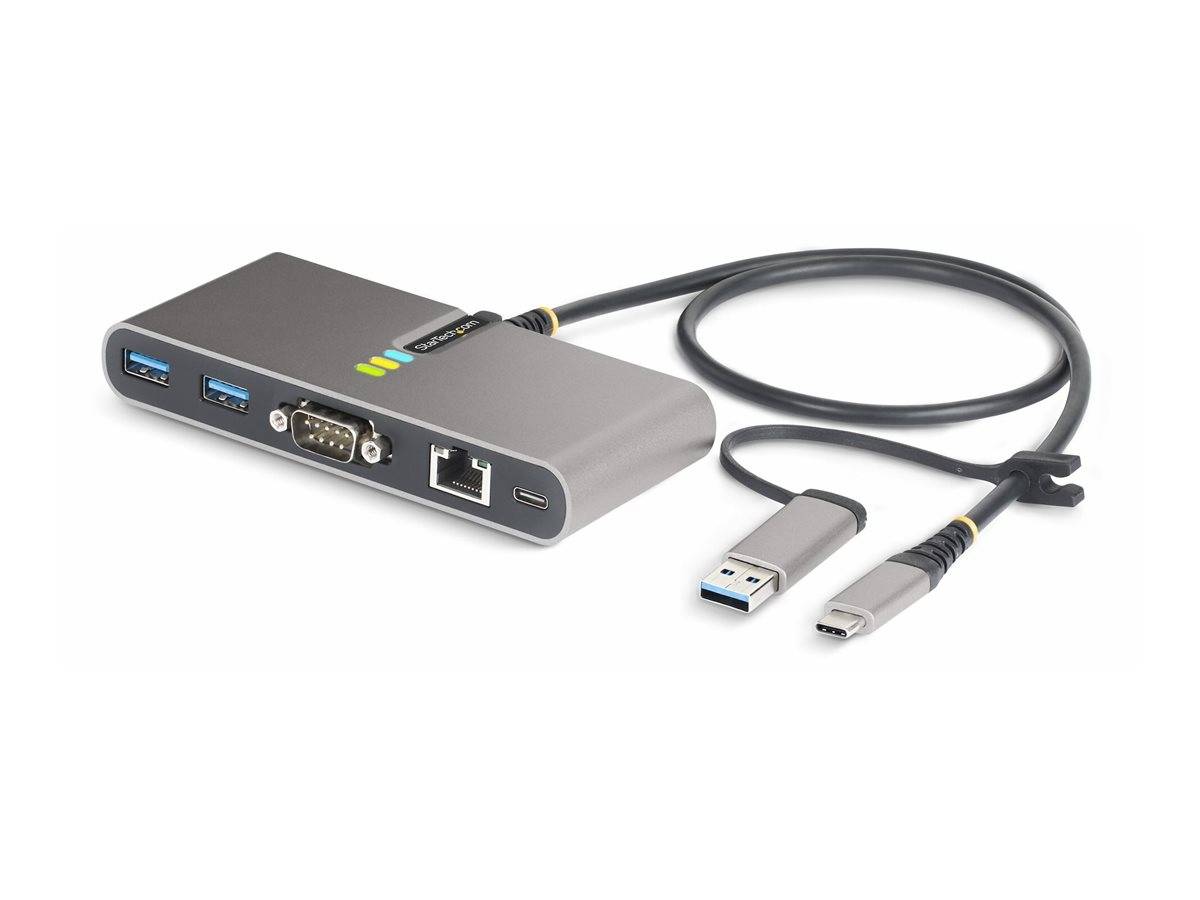 StarTech.com 2-Port USB-C/USB-A Hub with GbEand RS232 Serial - 2x USB-A - Hub -