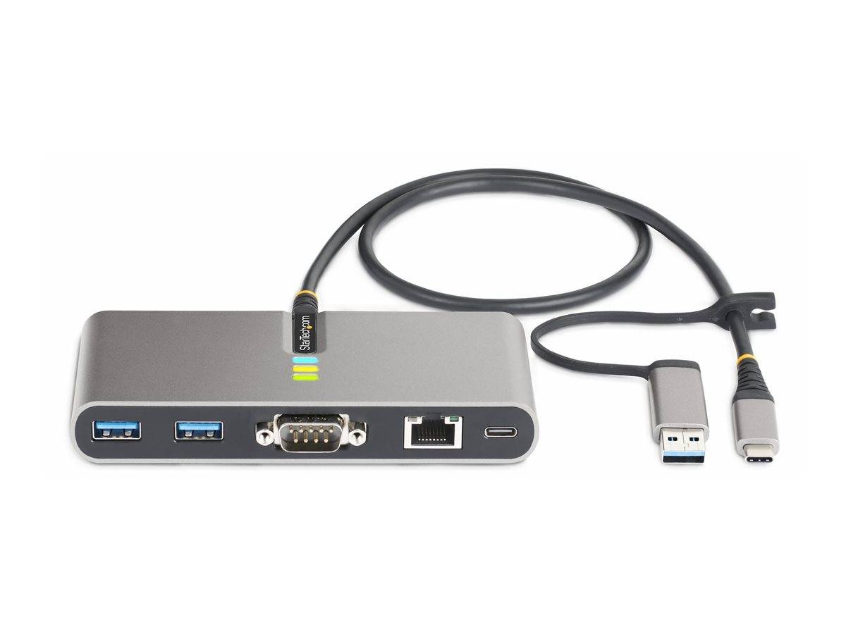 StarTech.com 2-Port USB-C/USB-A Hub with GbEand RS232 Serial - 2x USB-A - Hub -