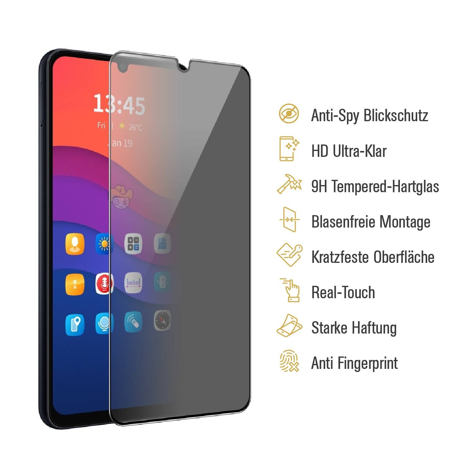 2x ANTI-SPY 9H Panzerglas für Samsung Galaxy A15 Blickschutz echtes Tempered Panzerhartglas Displayschutz Schutzglas Panzerfolie Schutzfolie