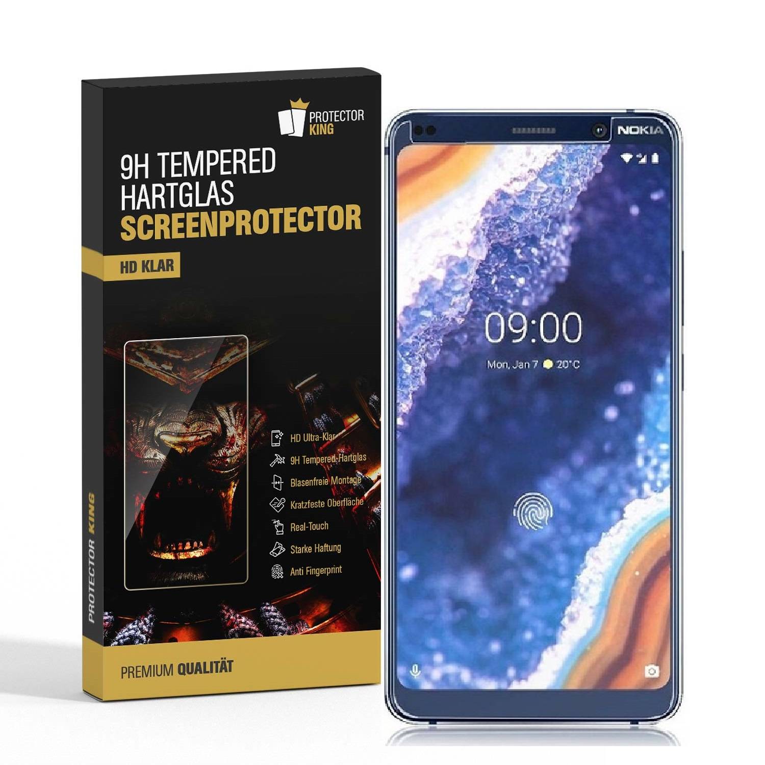 6x 9H Panzerglas für Nokia 9 echtes Tempered Panzerhartglas Displayschutz Schutzglas Panzerfolie Schutzfolie Screen-Protector