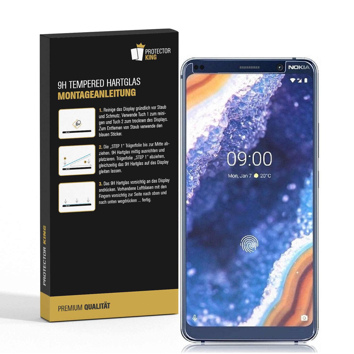 1x 9H Panzerglas für Nokia 9 echtes Tempered Panzerhartglas Displayschutz Schutzglas Panzerfolie Schutzfolie Screen-Protector