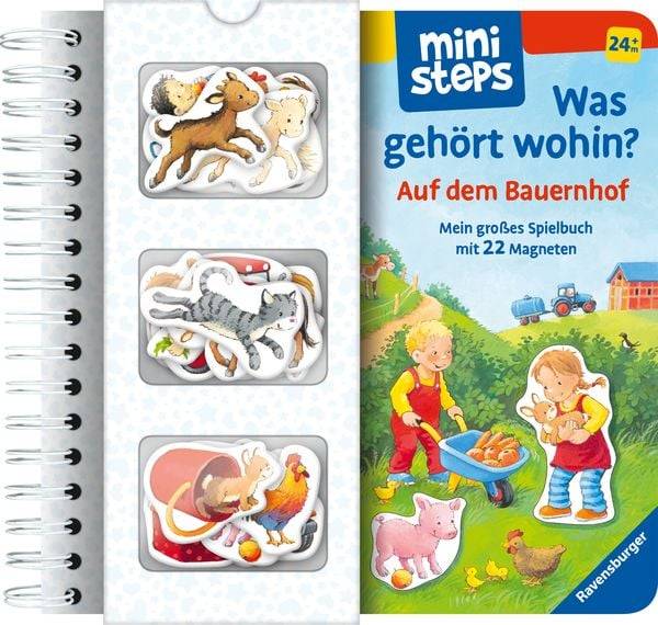 Ministeps: Wer gehört wohin? Auf dem Bauernhof: Mein großes Spielbuch mit 22 Magneten; Magnetbuch ab 2 Jahren, Kinderbuch, Pappbilderbuch