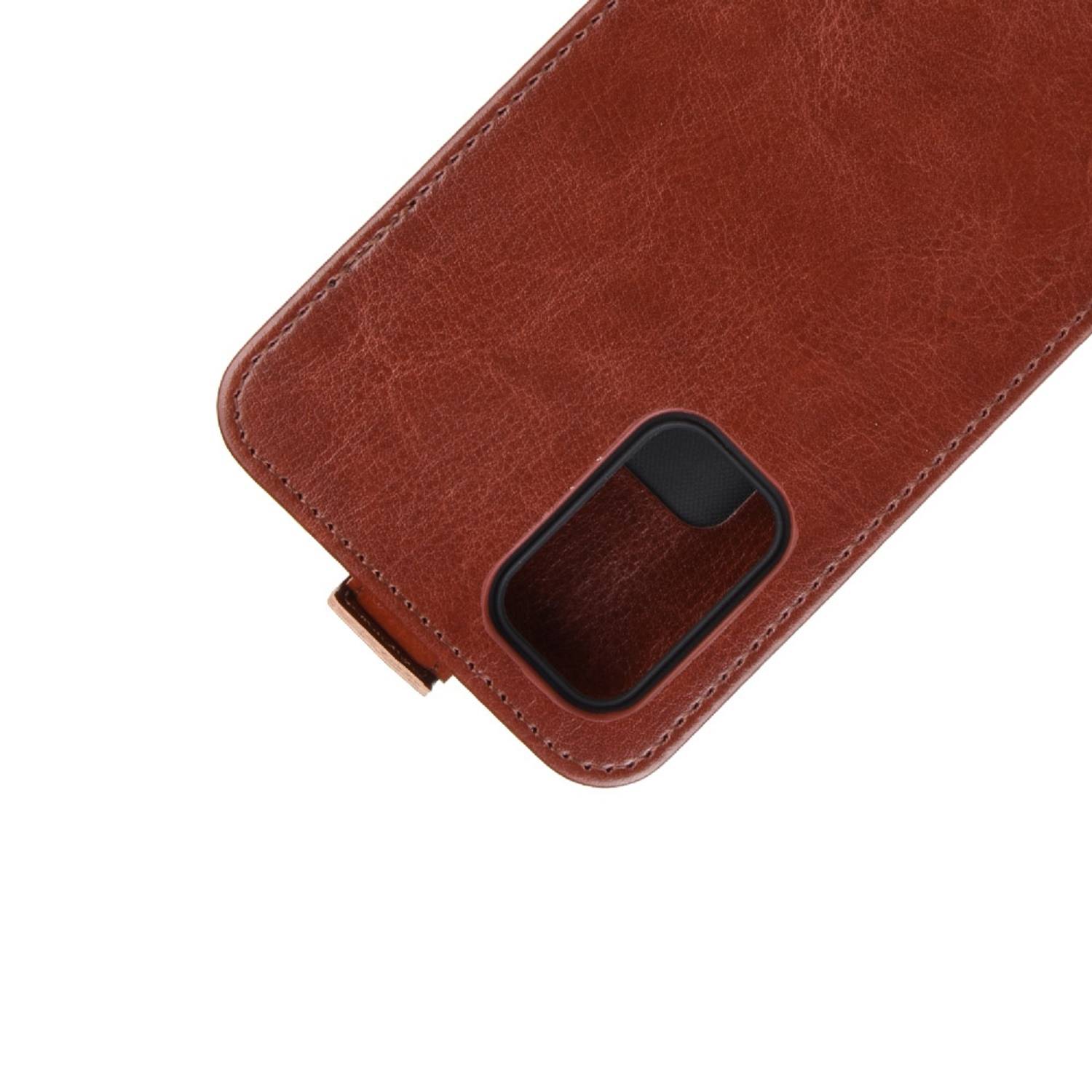Flip Case Handyhülle für Samsung Galaxy S20 Vertikal Schutzhülle Tasche Cover Braun Bumper Smartphone Kartensteckplatz-Kreditkarte-Geldscheine EC-K