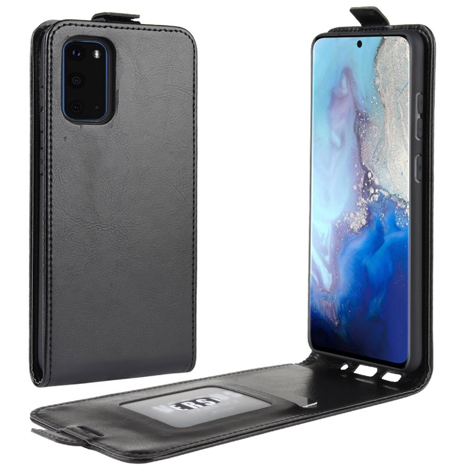Flip Case Handyhülle für Samsung Galaxy S20 Vertikal Schutzhülle Tasche Cover Schwarz Bumper Smartphone Kartensteckplatz-Kreditkarte-Geldscheine EC