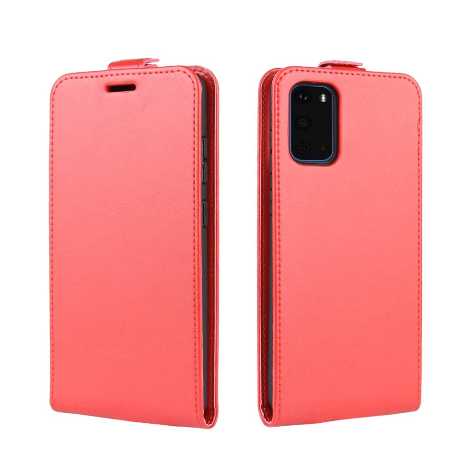 Flip Case Handyhülle für Samsung Galaxy S20 Vertikal Schutzhülle Tasche Cover Rot Bumper Smartphone Kartensteckplatz-Kreditkarte-Geldscheine EC-Kar