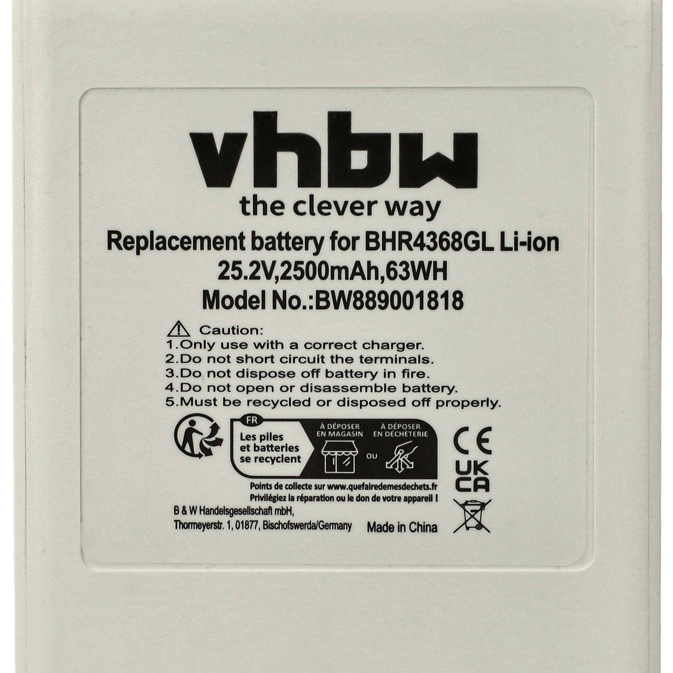 vhbw Akku Ersatz für Xiaomi V2209-7S1P-BCB für Staubsauger Weiß (2500 mAh, 25,2 V, Li-Ion)