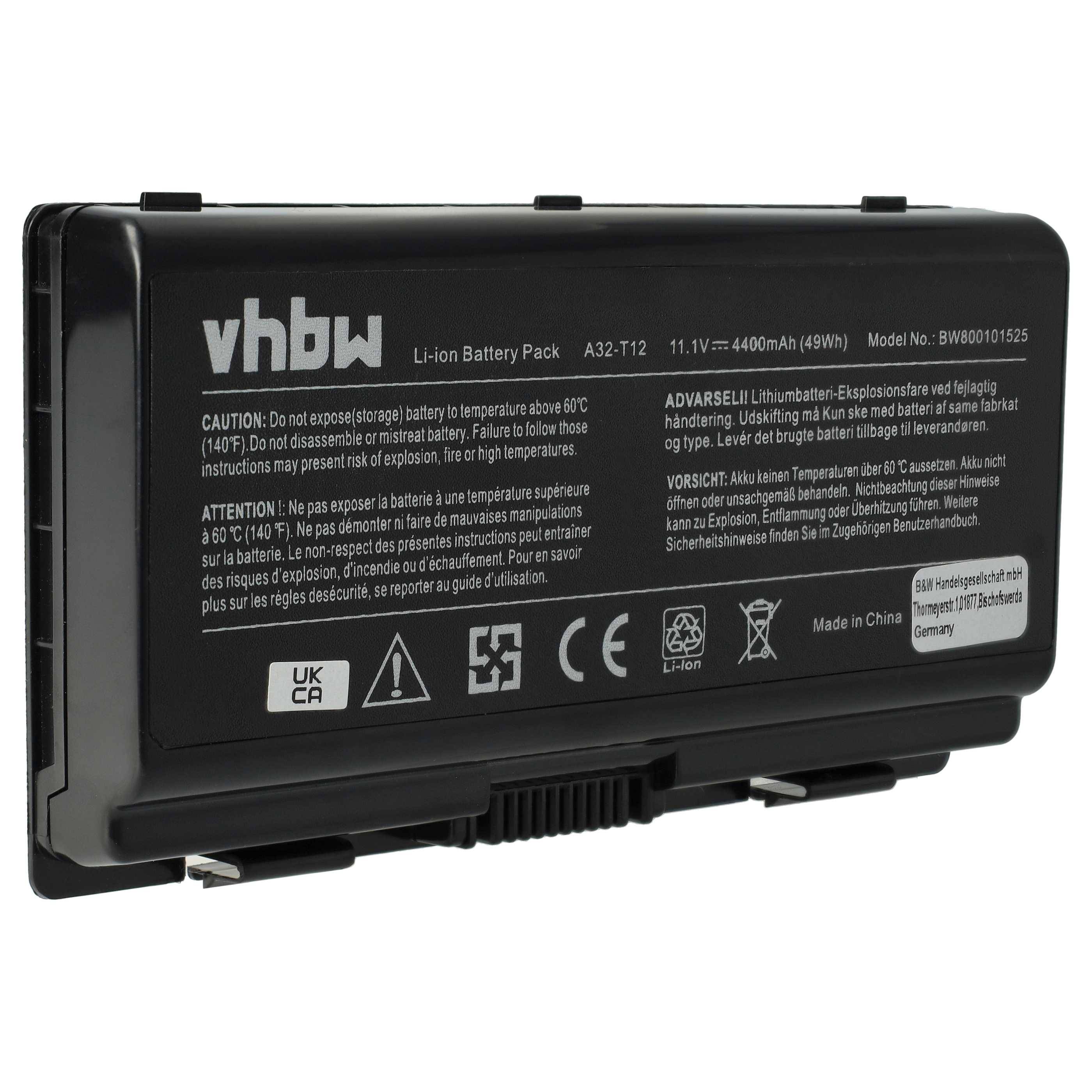 vhbw Akku kompatibel mit Asus X58, X58l, X51RL, X58c, X53KA, X58le, X53KE Notebook (4400 mAh, 11,1 V, Li-Ion)